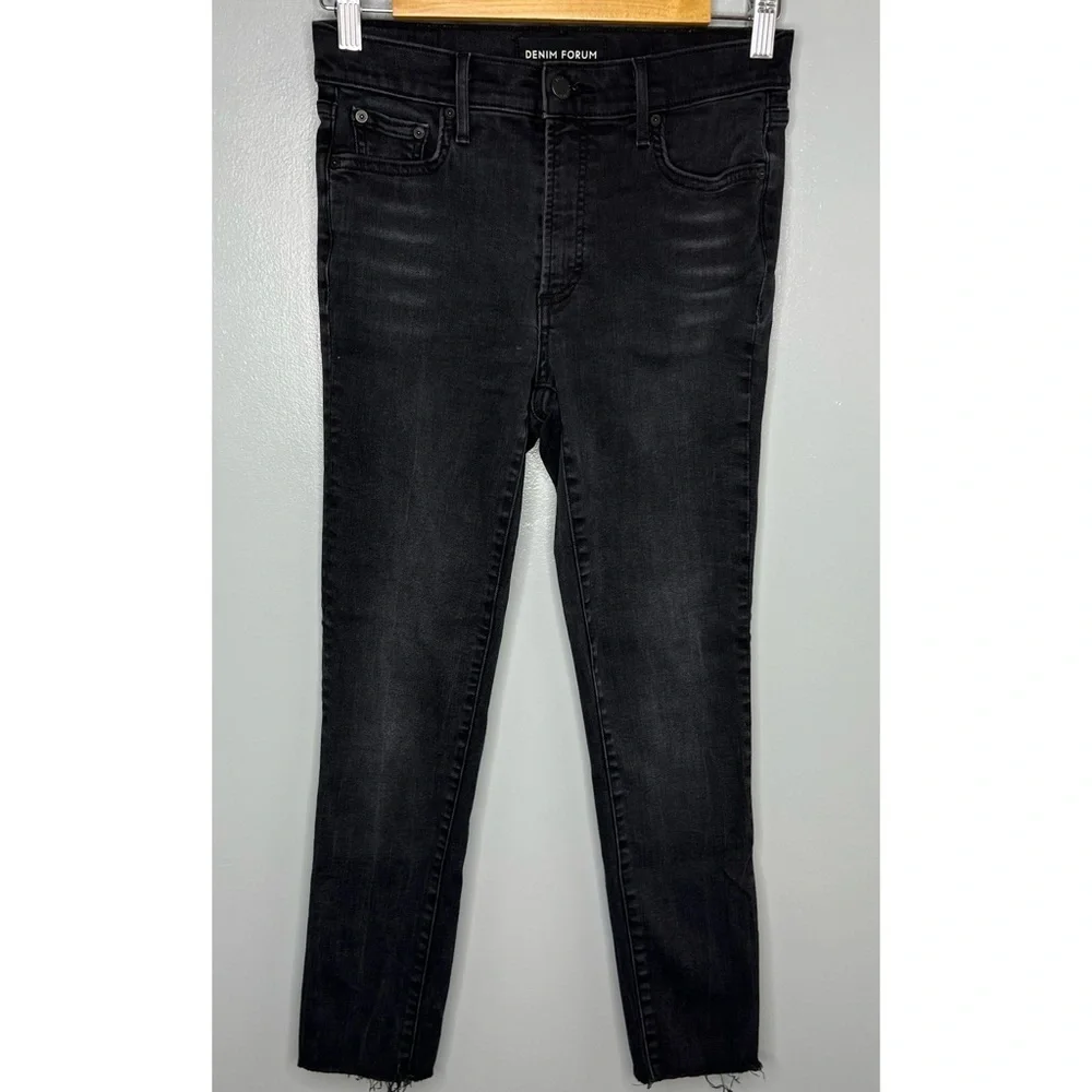 DENIM FORUM Black The Nico Mid Rise Skinny Crop Denim Jeans